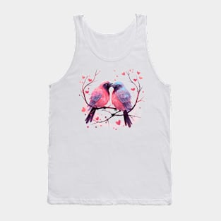 Valentine Kissing Crow Bird Couple Tank Top